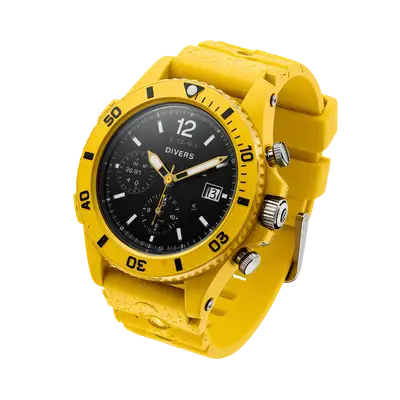 A chunky waterproof smartwatch with a bright yellow rubber png image
