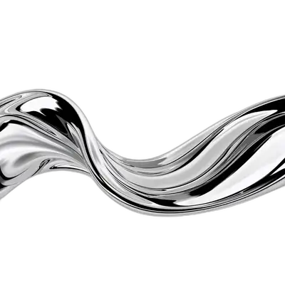 abstract chrome wave ribbon transparent png