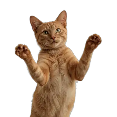 abyssinian cat jumping mid air reaching with front paws transparent png