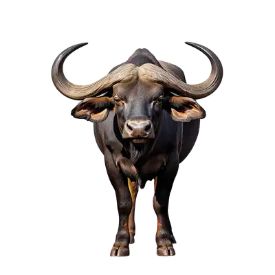 african buffalo standing with massive curved horns isolated animal png